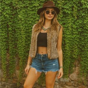 525 AMERICA LUXE Rabbit Fur Vest, XS